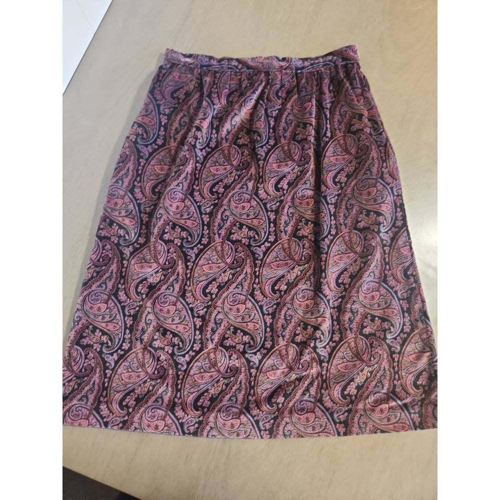 Vintage Spiegel Paisley Skirt 15/16 100% Cotton Velvet Style Dark Academia Midi
